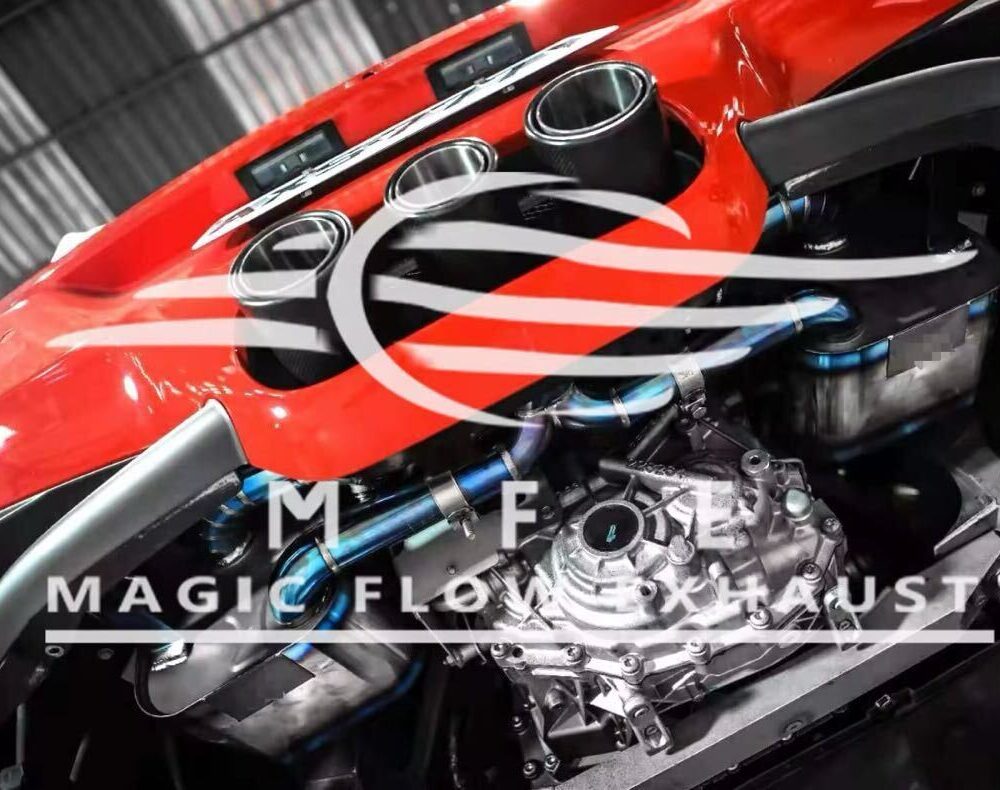 ★MFE★ フェラーリ 458 チタン 可変バルブ マフラー エキゾースト 中間 パイプ ミッド リアピース ダウンパイプ