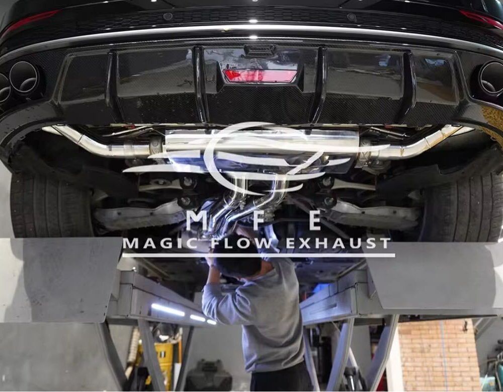 ★MFE★ アウディ Q8 可変バルブ マフラー エキゾースト 中間 パイプ ミッド ディフューザー リアピース ダウンパイプ SQ8 RSQ8