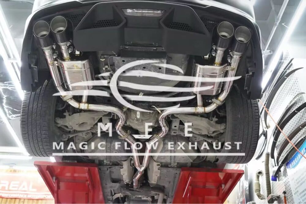 ★MFE★ マスタング エコブースト GT500ルック 可変バルブ マフラー 中間 パイプ ディフューザー リアピース 可変マフラー 2.3