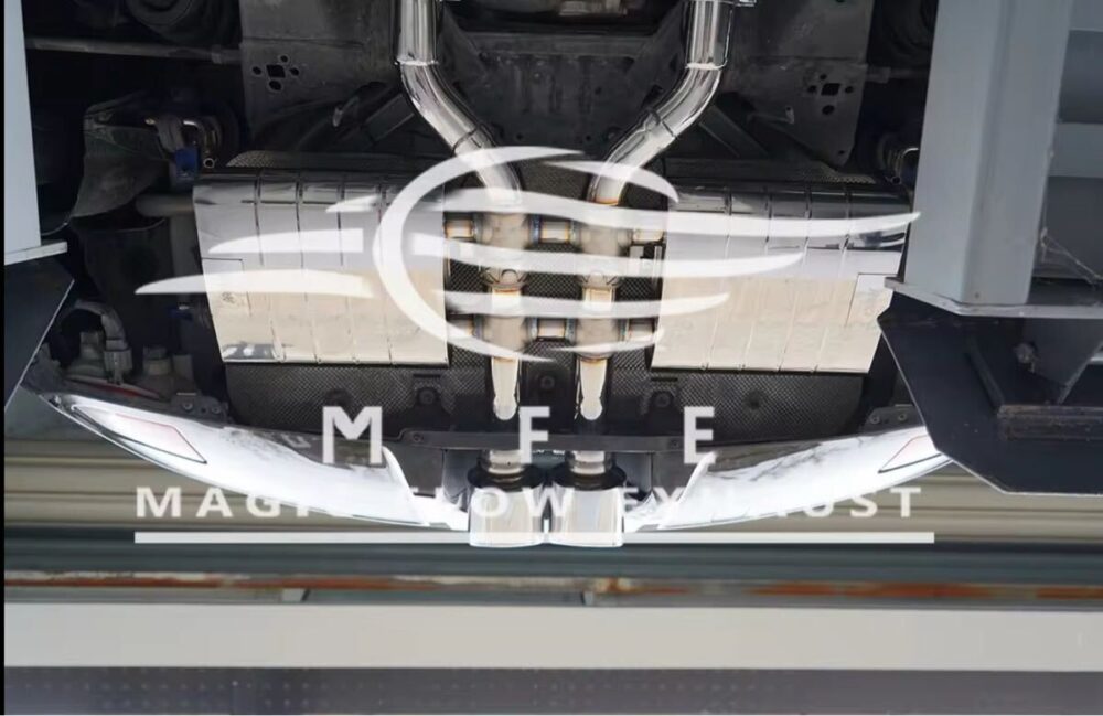 2699f0a48b6793_1200_779.jpg ★MFE★ ジャガー Fタイプ 3.0 P340 P380 可変バルブ マフラー エキゾースト 中間 パイプ ディフューザー リアピース 可変マフラー