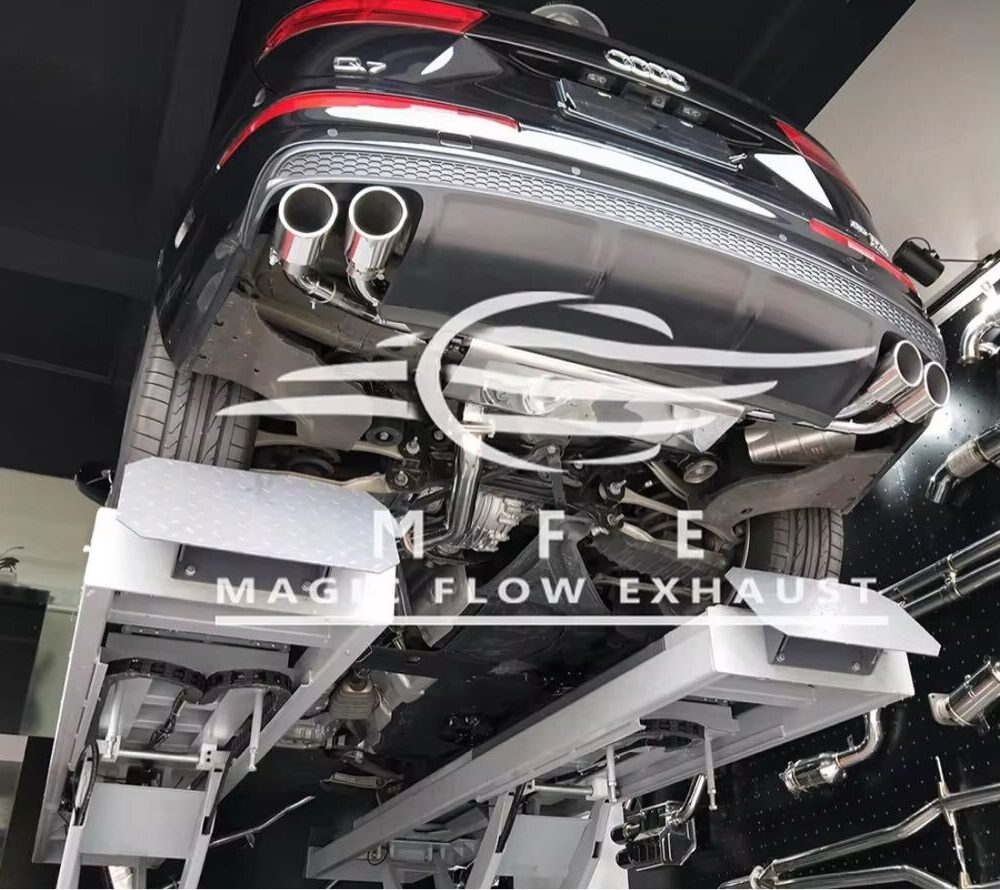 ★MFE★ アウディ Q7 可変バルブ マフラー エキゾースト 中間 パイプ ディフューザー リアピース ダウンパイプ SQ7 3.0 45 55
