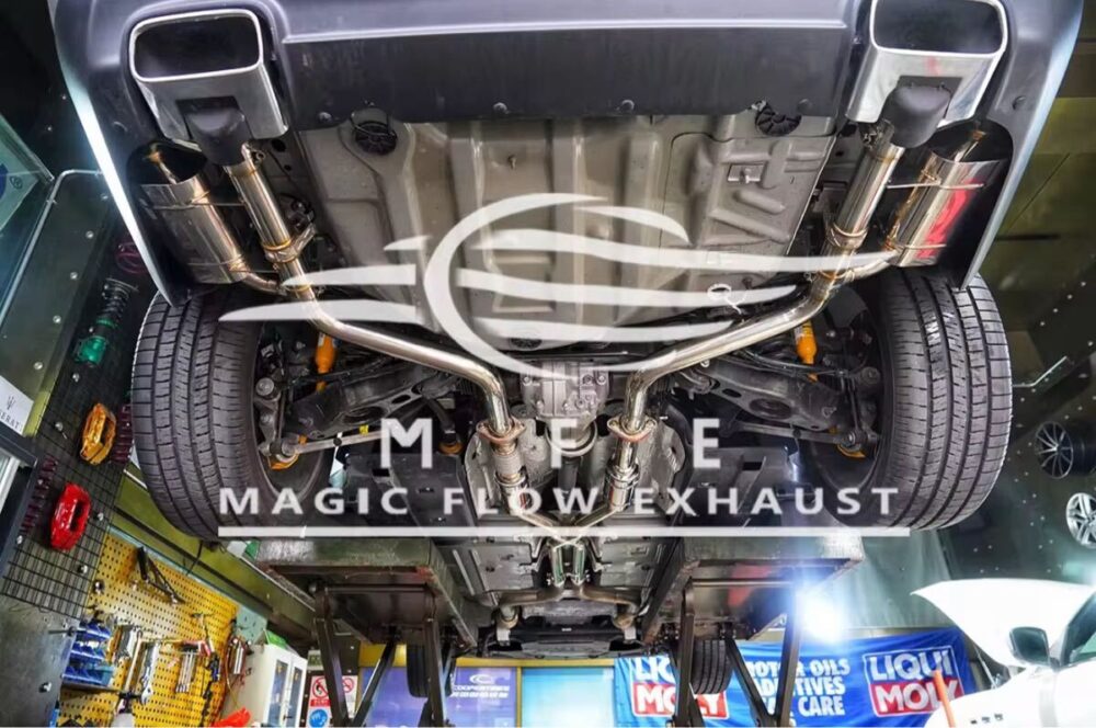 28699f0a34aaba3_1200_797.jpg ★MFE★ ダッジ チャレンジャー 3.6 SXT 可変バルブ マフラー エキゾースト 中間 パイプ ディフューザー リアピース 可変マフラー