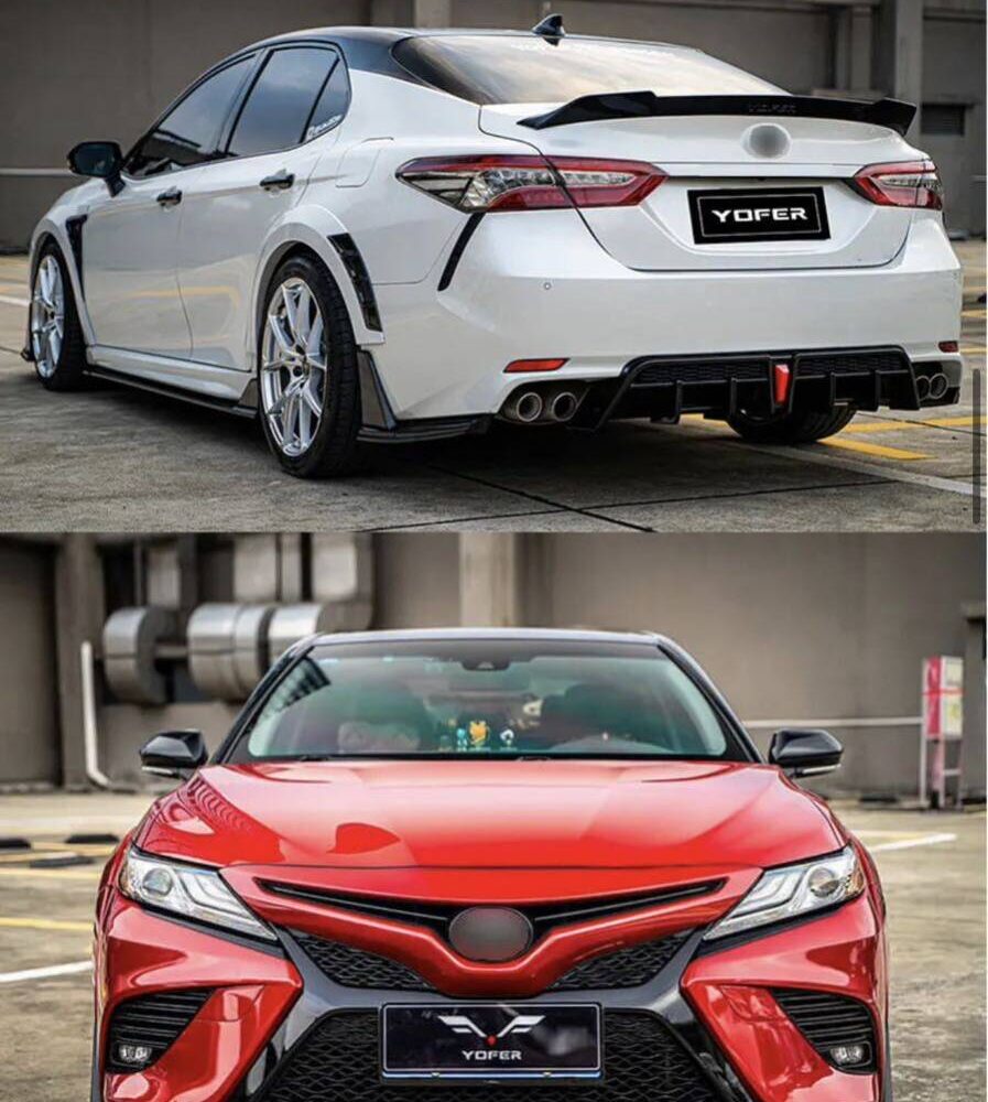 ★YOFER★ カムリ 70系 リアハーフ ディフューザー マフラー バンパー リップ camry トヨタ 2018-up WS セット