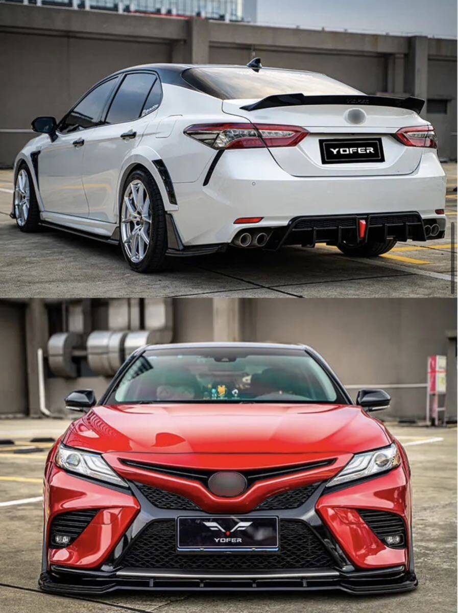 ★YOFER★ カムリ 70系 リアハーフ ディフューザー マフラー バンパー リップ camry トヨタ 2018-up WS セット