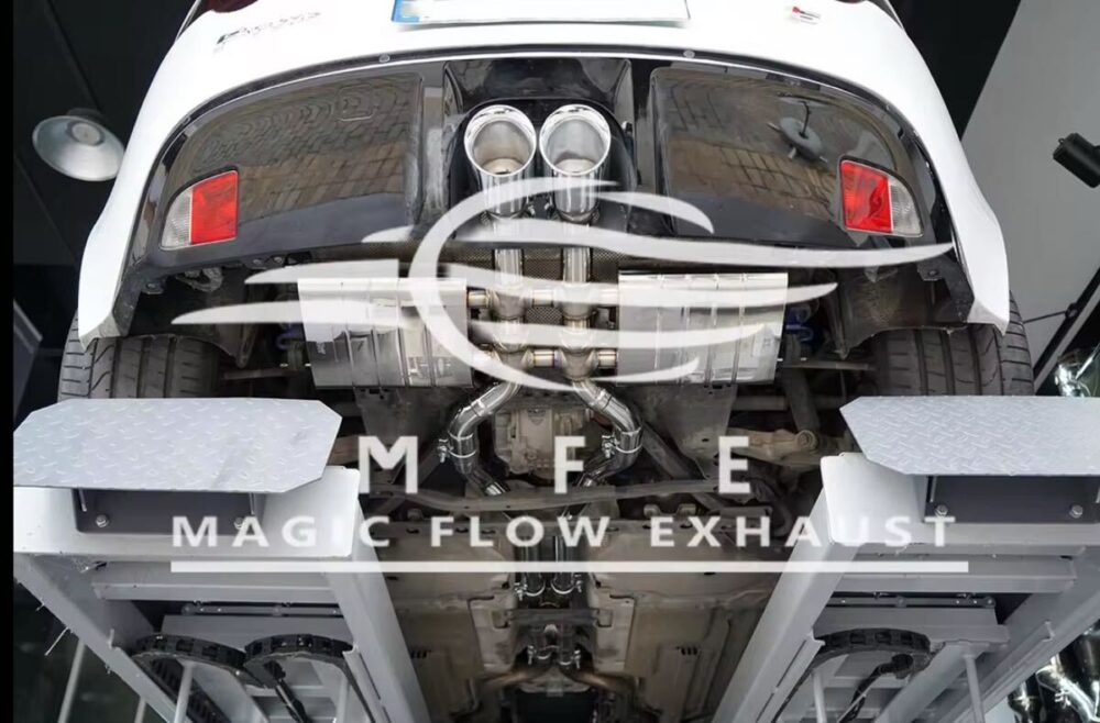 34699f0a4895e08_1200_790.jpg ★MFE★ ジャガー Fタイプ 3.0 P340 P380 可変バルブ マフラー エキゾースト 中間 パイプ ディフューザー リアピース 可変マフラー