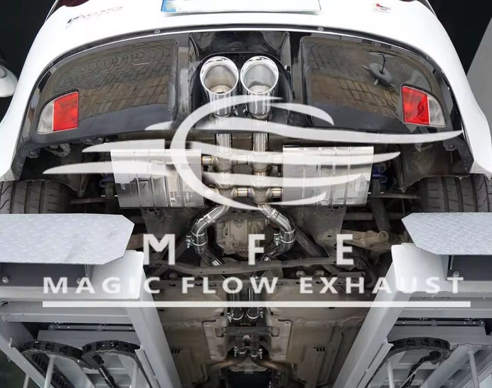 34699f0a4895e08_1200_790.jpg ★MFE★ ジャガー Fタイプ 3.0 P340 P380 可変バルブ マフラー エキゾースト 中間 パイプ ディフューザー リアピース 可変マフラー