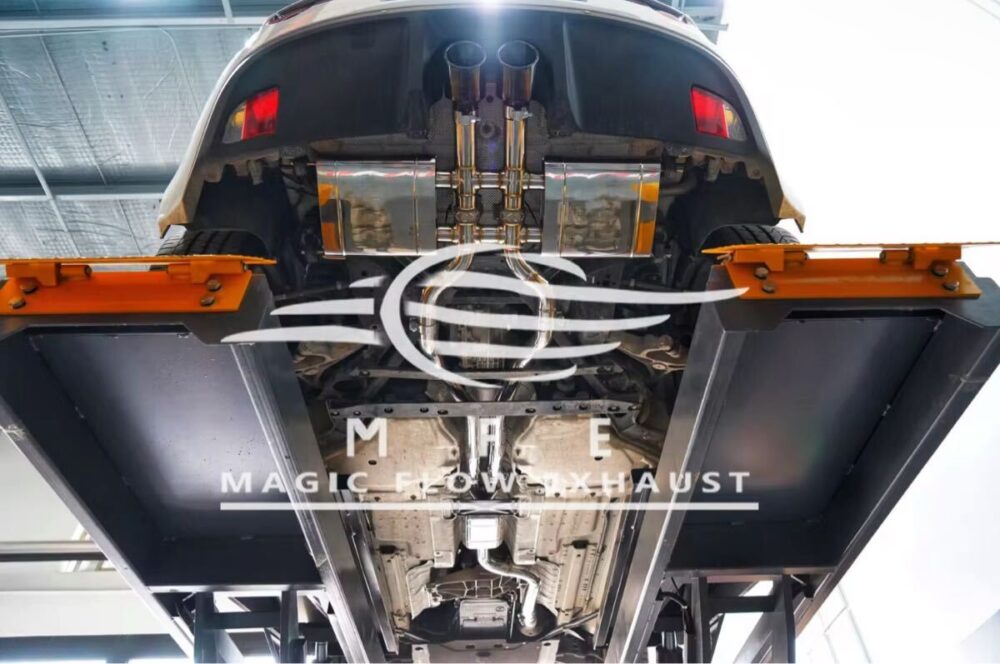 ★MFE★ ジャガー Fタイプ 2.0 P300 可変バルブ マフラー エキゾースト 中間 パイプ ディフューザー リアピース 可変マフラー