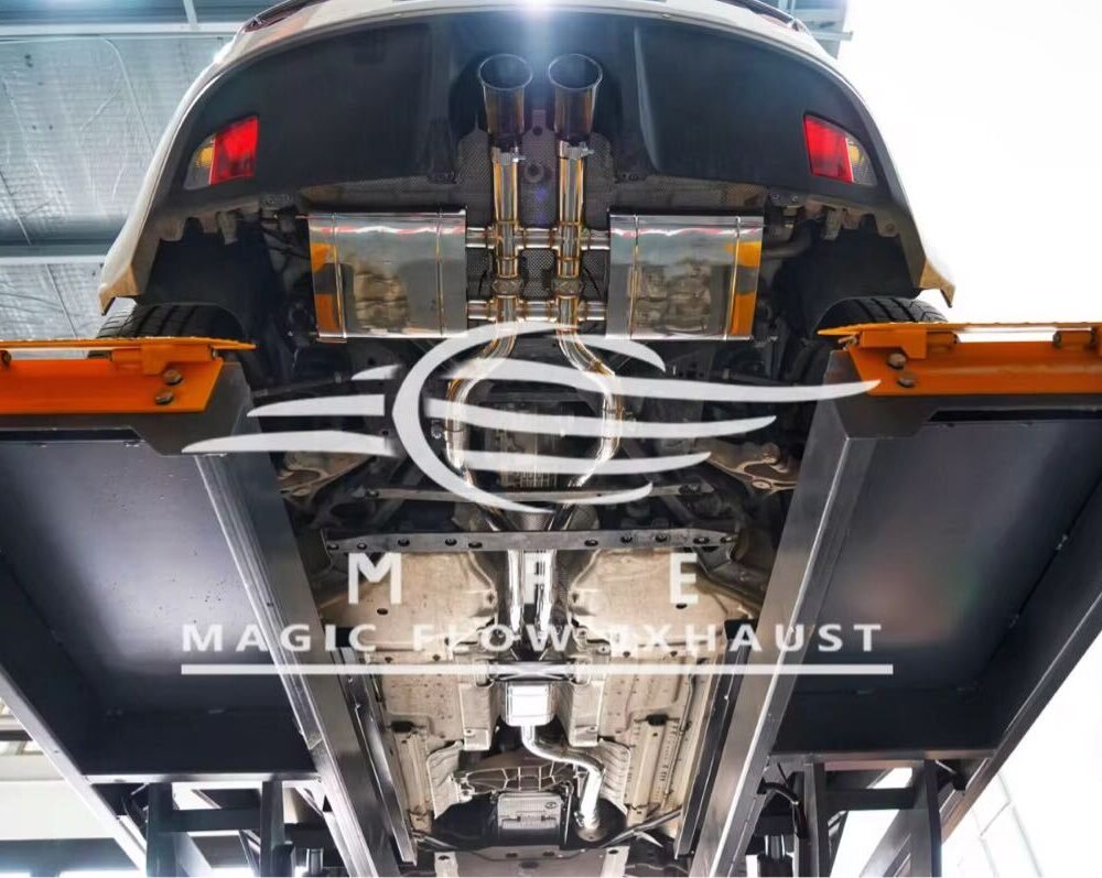 ★MFE★ ジャガー Fタイプ 2.0 P300 可変バルブ マフラー エキゾースト 中間 パイプ ディフューザー リアピース 可変マフラー