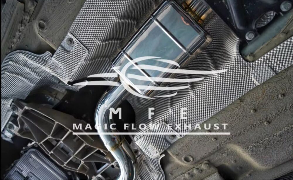 ★MFE★ ジャガー Fタイプ 2.0 P300 可変バルブ マフラー エキゾースト 中間 パイプ ディフューザー リアピース 可変マフラー