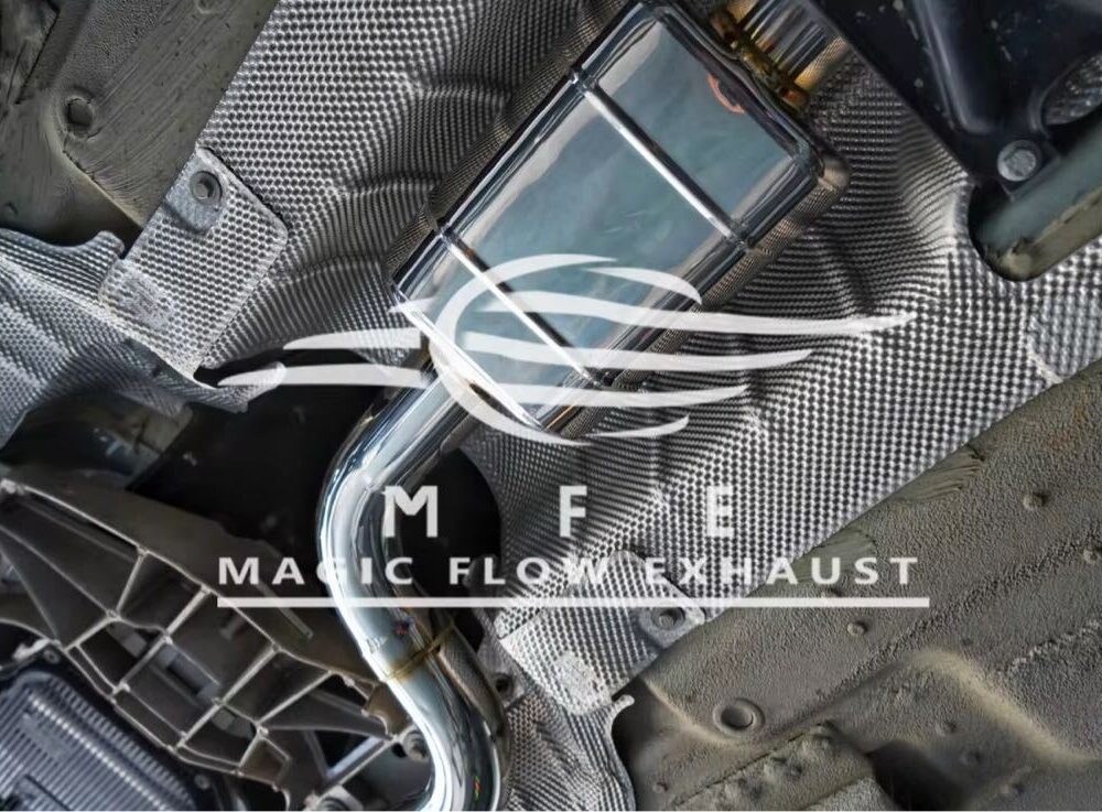 ★MFE★ ジャガー Fタイプ 2.0 P300 可変バルブ マフラー エキゾースト 中間 パイプ ディフューザー リアピース 可変マフラー