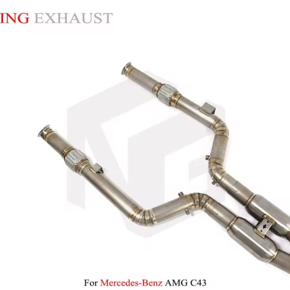 44699db183be69d_1200_1105-1.jpg ★ING★ W205 C43 可変バルブ マフラー センターパイプ ミッドパイプ 中間 ダウンパイプ S205 Cクラス E43