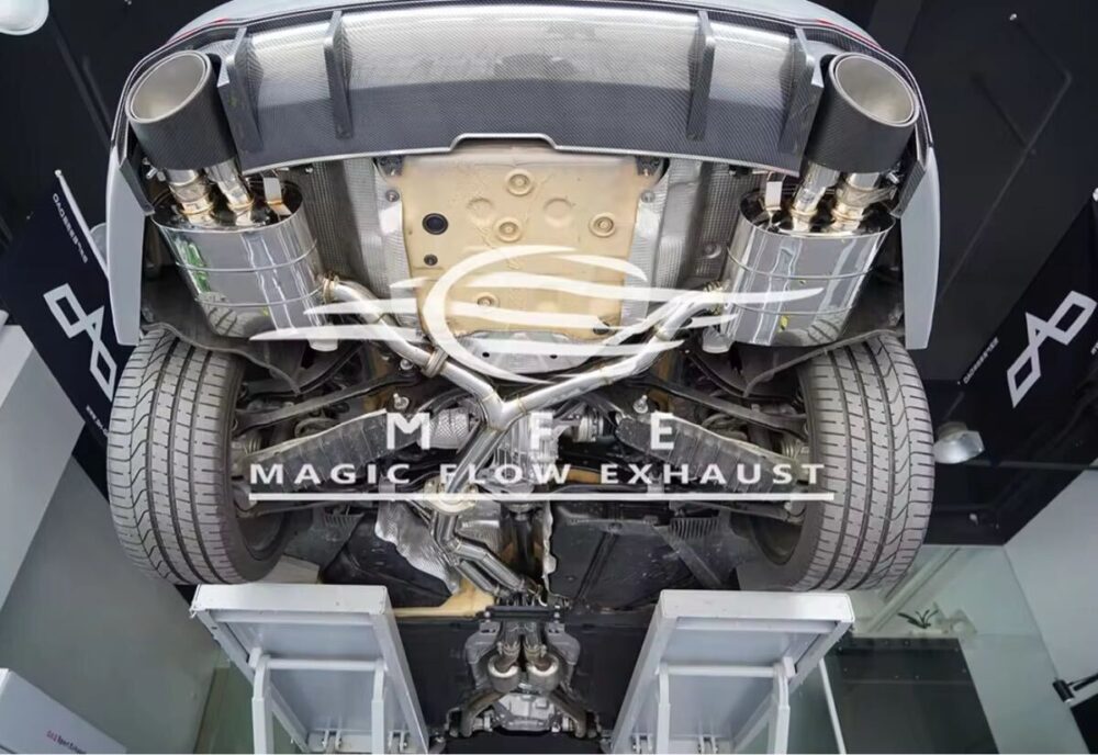 ★MFE★ アウディ S4 S5 可変バルブ マフラー エキゾースト 中間 パイプ ディフューザー リアピース ダウンパイプ B9 RS4 RS5