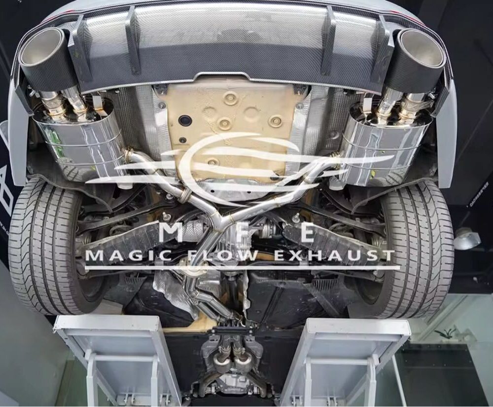★MFE★ アウディ S4 S5 可変バルブ マフラー エキゾースト 中間 パイプ ディフューザー リアピース ダウンパイプ B9 RS4 RS5
