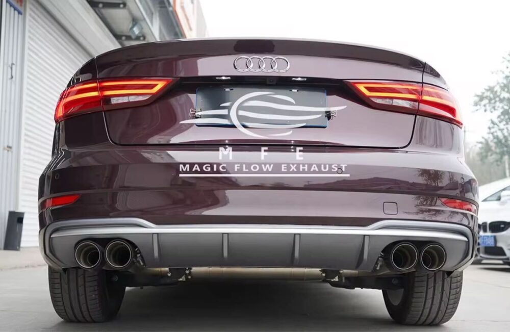 ★MFE★ A3 8V S3ルック 可変バルブ マフラー エキゾースト 中間 パイプ ディフューザー リアピース ダウンパイプ 可変マフラー アウディ