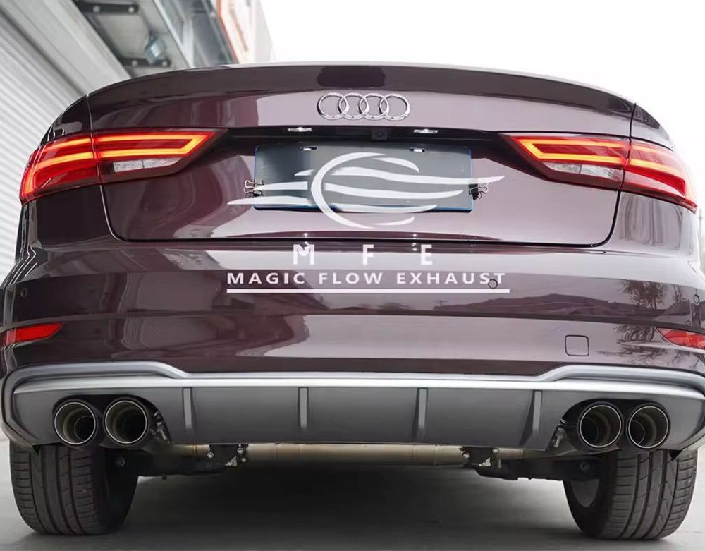 ★MFE★ A3 8V S3ルック 可変バルブ マフラー エキゾースト 中間 パイプ ディフューザー リアピース ダウンパイプ 可変マフラー アウディ