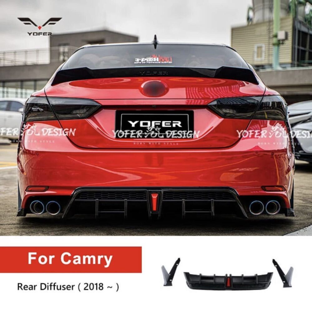★YOFER★ カムリ 70系 リアハーフ ディフューザー マフラー バンパー リップ camry トヨタ 2018-up WS セット