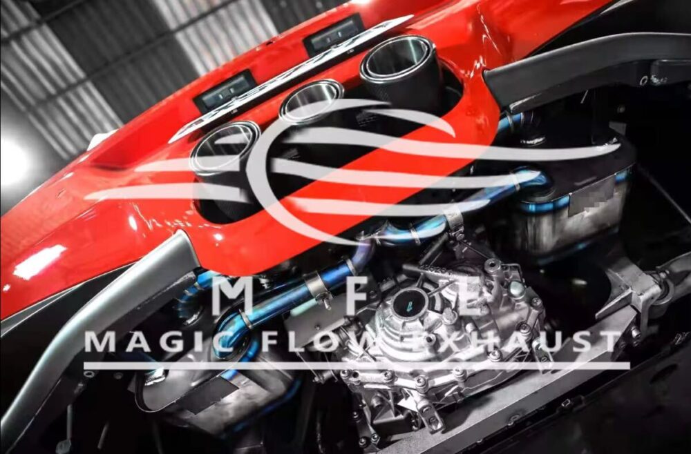 ★MFE★ フェラーリ 458 チタン 可変バルブ マフラー エキゾースト 中間 パイプ ミッド リアピース