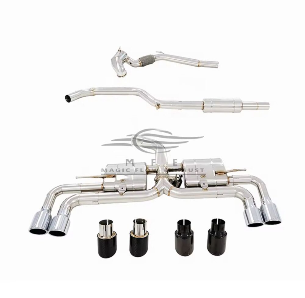 ★MFE★ A3 8V S3ルック 可変バルブ マフラー エキゾースト 中間 パイプ ディフューザー リアピース ダウンパイプ 可変マフラー アウディ