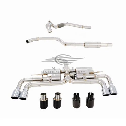 ★MFE★ A3 8V S3ルック 可変バルブ マフラー エキゾースト 中間 パイプ ディフューザー リアピース ダウンパイプ 可変マフラー アウディ