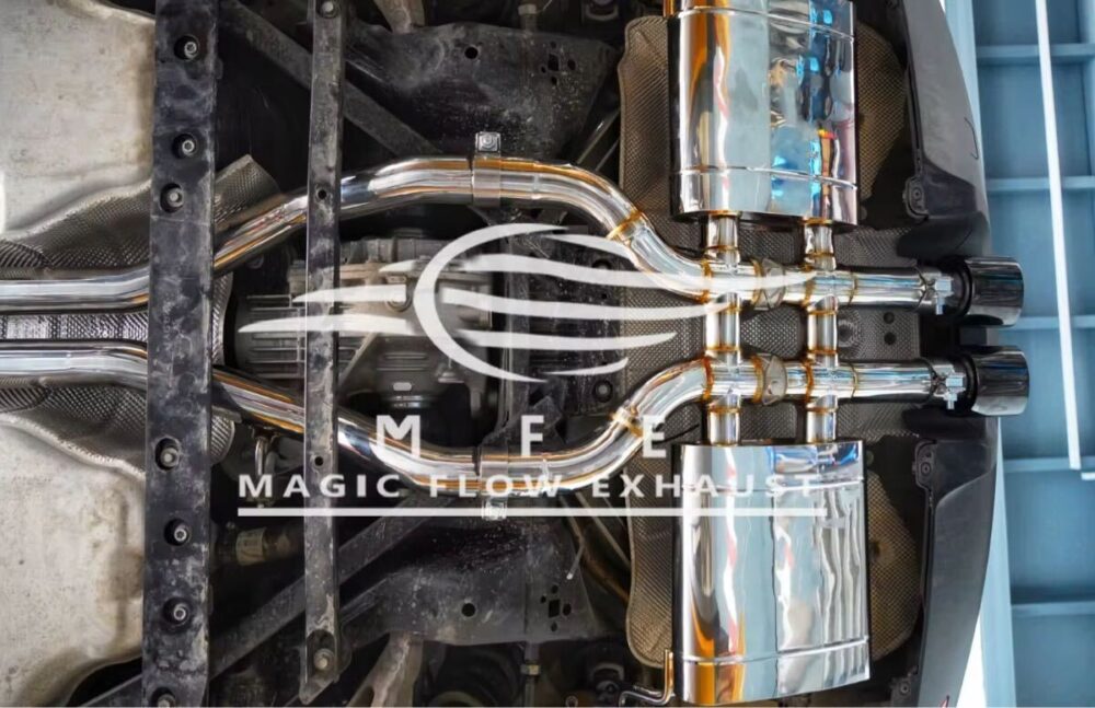 ★MFE★ ジャガー Fタイプ 2.0 P300 可変バルブ マフラー エキゾースト 中間 パイプ ディフューザー リアピース 可変マフラー