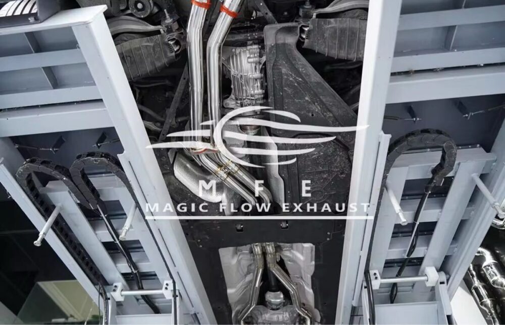 ★MFE★ アウディ Q7 可変バルブ マフラー エキゾースト 中間 パイプ ディフューザー リアピース ダウンパイプ SQ7 3.0 55