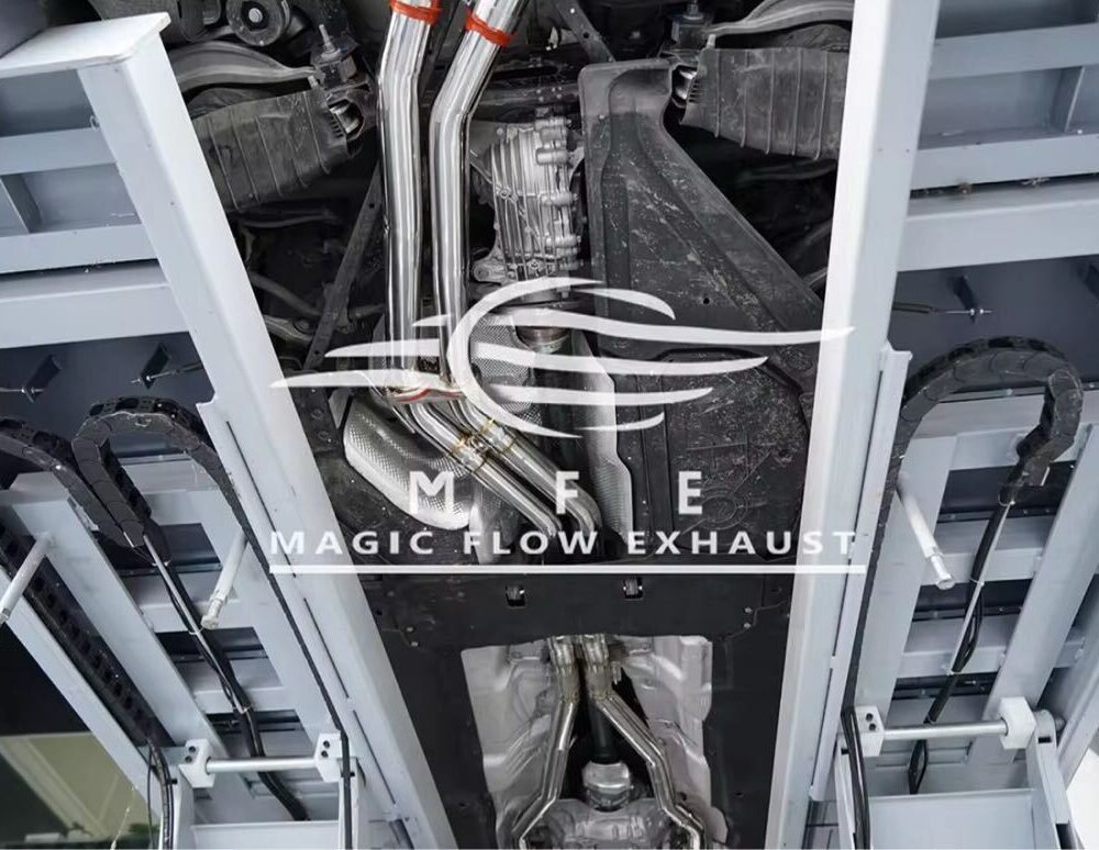 ★MFE★ アウディ Q7 可変バルブ マフラー エキゾースト 中間 パイプ ディフューザー リアピース ダウンパイプ SQ7 3.0 55