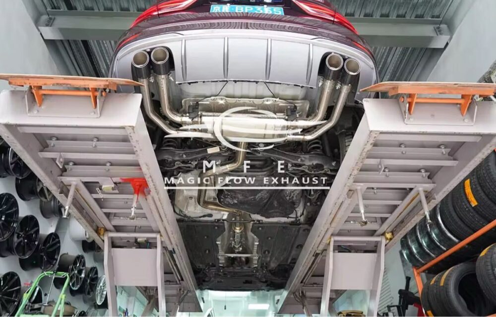 ★MFE★ A3 8V S3ルック 可変バルブ マフラー エキゾースト 中間 パイプ ディフューザー リアピース ダウンパイプ 可変マフラー アウディ