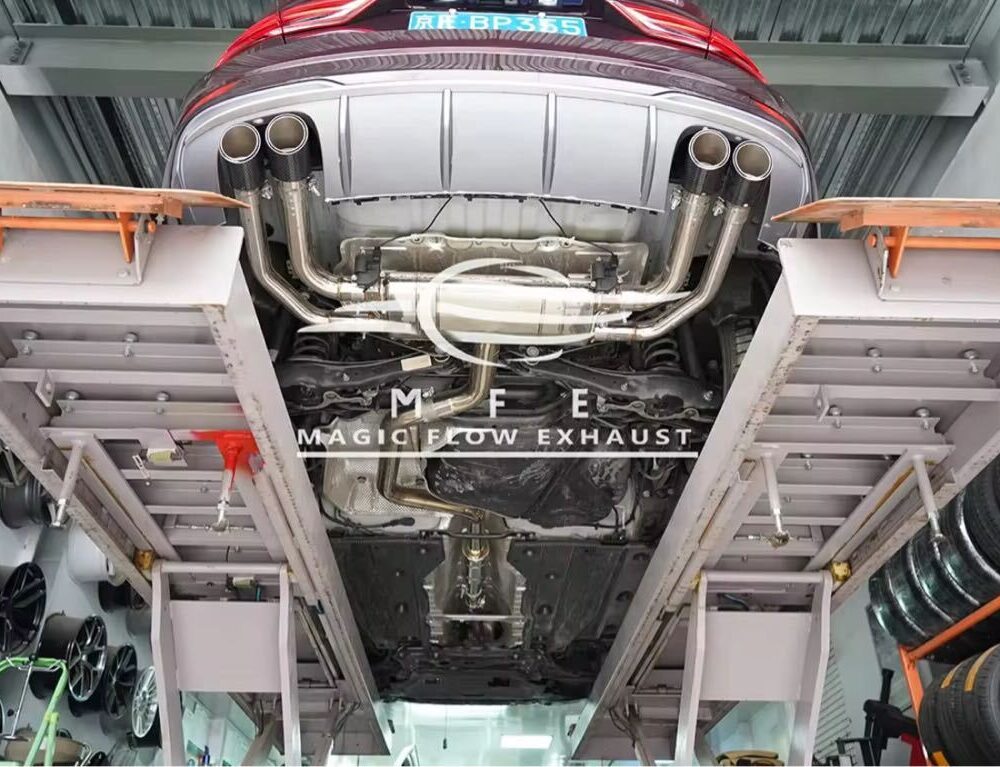 ★MFE★ A3 8V S3ルック 可変バルブ マフラー エキゾースト 中間 パイプ ディフューザー リアピース ダウンパイプ 可変マフラー アウディ