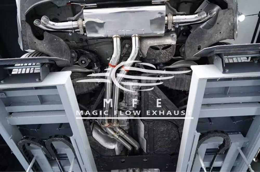 ★MFE★ アウディ Q7 可変バルブ マフラー エキゾースト 中間 パイプ ディフューザー リアピース ダウンパイプ SQ7 3.0 55