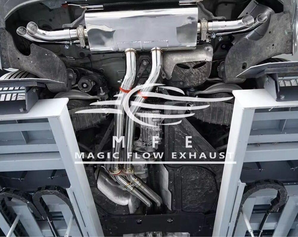 ★MFE★ アウディ Q7 可変バルブ マフラー エキゾースト 中間 パイプ ディフューザー リアピース ダウンパイプ SQ7 3.0 55