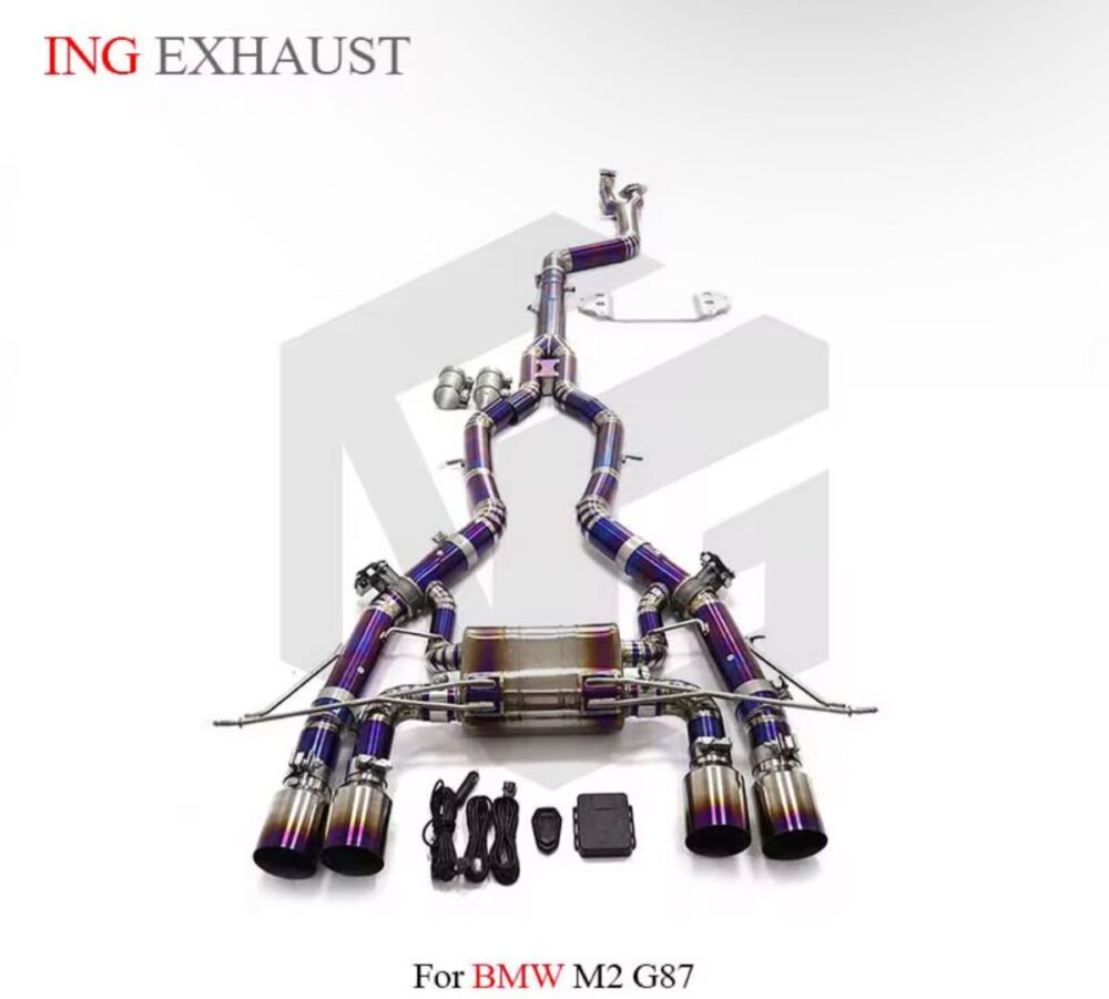 85699db18a0c144_1200_1081-1.jpg ★ING★ G87 M2 可変バルブ マフラー エキゾースト ダウンパイプ ステンレス カーボンチップ BMW コンペティション