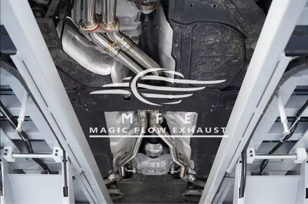 ★MFE★ アウディ Q7 可変バルブ マフラー エキゾースト 中間 パイプ ディフューザー リアピース ダウンパイプ SQ7 3.0 55