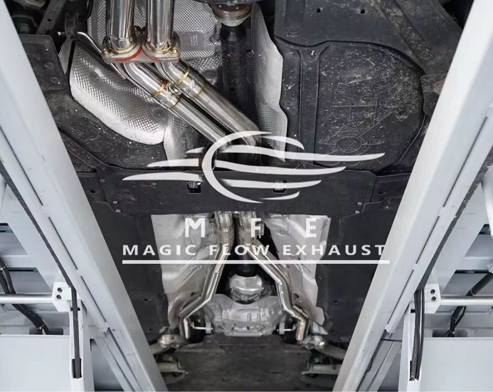 ★MFE★ アウディ Q7 可変バルブ マフラー エキゾースト 中間 パイプ ディフューザー リアピース ダウンパイプ SQ7 3.0 55